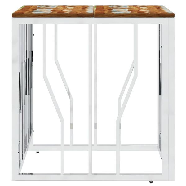 vidaXL Klubska mizica srebrna nerjaveče jeklo in trden predelan les