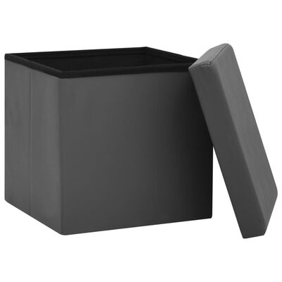 vidaXL Zložljiv stolček s prostorom za shranjevanje siva PVC