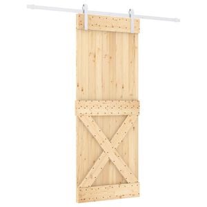 vidaXL Drsna vrata Naravna in bela 80 x 210 cm Masiven borov les