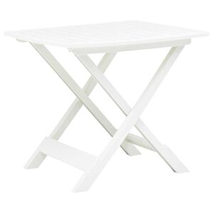 vidaXL Zložljiva vrtna miza bela 79x72x70 cm plastika
