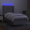 vidaXL Box spring postelja z vzmetnico LED svetlo siva 90x200 cm blago