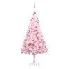 vidaXL Umetna osvetljena novoletna jelka z bunkicami roza 210 cm PVC