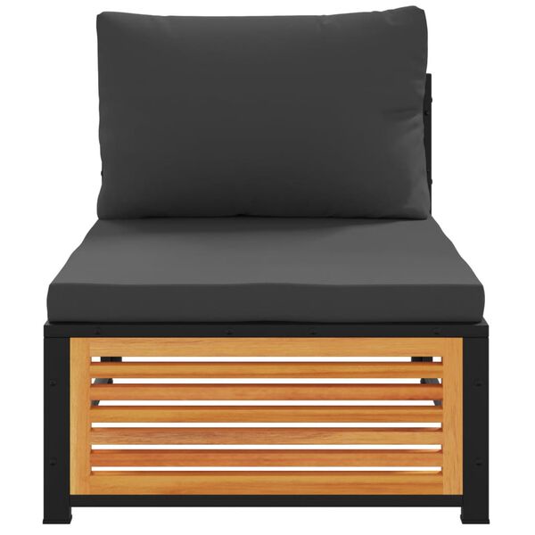 vidaXL Vrtni kavč brez naslonjal z blazinami trden akacijev les