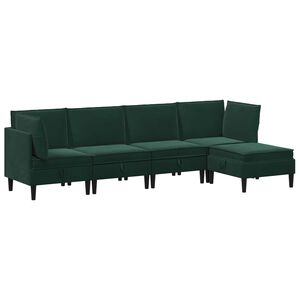 vidaXL Komplet pohi&scaron;tva za dnevno sobo 5 pcs Temno zelena Žamet