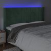 vidaXL LED posteljno vzglavje temno zeleno 163x16x118/128 cm žamet