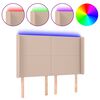 vidaXL LED posteljno vzglavje kapučino 147x16x118/128 cm umetno usnje
