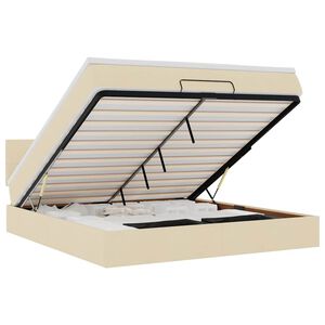 vidaXL Otomanska postelja z vzmetnico & LEDs krema 180x200 cm blago