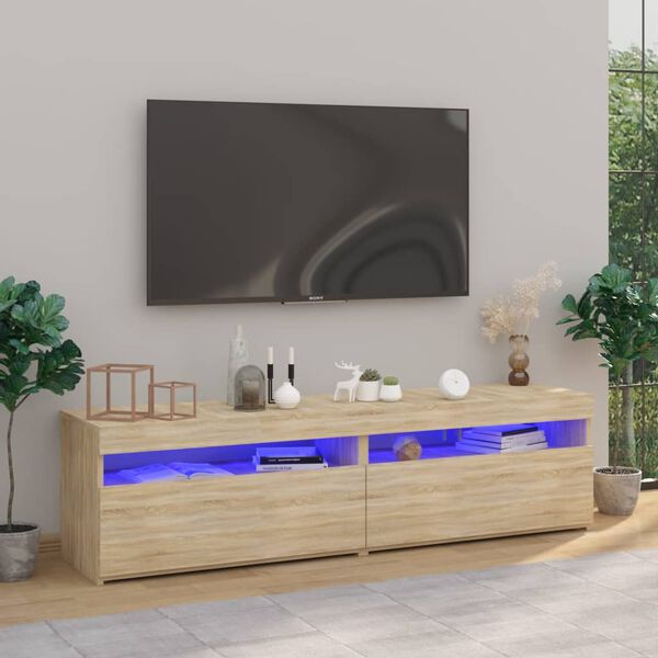 vidaXL TV omarica 2 kosa z LED lučkami sonoma hrast 75x35x40 cm