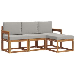 vidaXL Zunanja garnitura za sedenje 4 pcs Naravna in svetlo siva