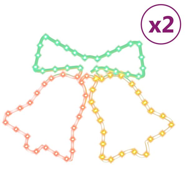 vidaXL Figura božičnega zvonca z 72 LED lučkami 2 kosa 50x56 cm