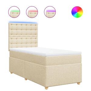 vidaXL Box spring postelja z vzmetnico krem 80x200 cm blago