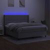 vidaXL Box spring postelja z vzmetnico LED sv. siva 180x200 cm blago
