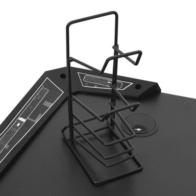 vidaXL Gaming miza LED z nogami Y-oblike črna 90x60x75 cm