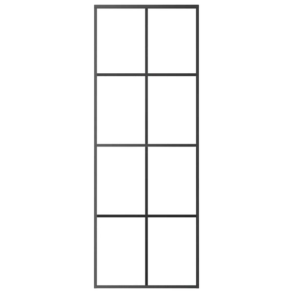 vidaXL Drsna vrata iz aluminija in ESG stekla 76x205 cm črna