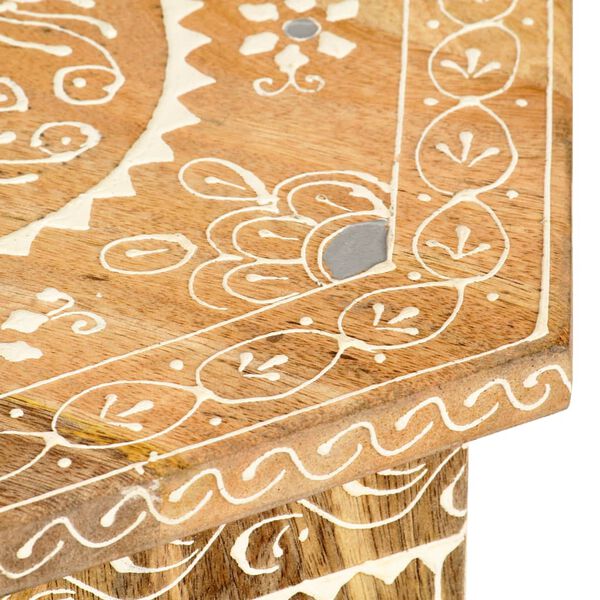 vidaXL Ročno barvana stranska mizica 38x33x42 cm trden mangov les