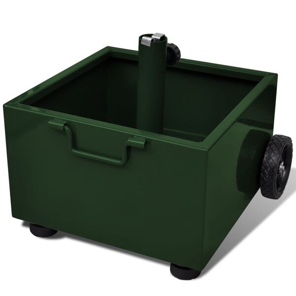 vidaXL Zunanje stojalo za senčnik s cvetličnim koritom zelene barve