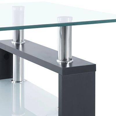 vidaXL Klubska mizica siva in prozorna 95x55x40 cm kaljeno steklo