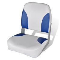 Zložljiv sedež za čoln z modro-belo blazino 41x36x48 cm