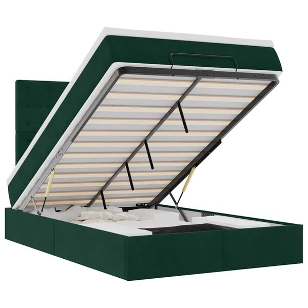 vidaXL Otomanski posteljni okvir z vzmetnicami zelen 120x190cm žamet