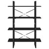 vidaXL Knjižna omara 4-nadstropna črna 100x30x140 cm iverna plošča