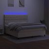 vidaXL Box spring postelja z vzmetnico LED krem 180x200 cm blago