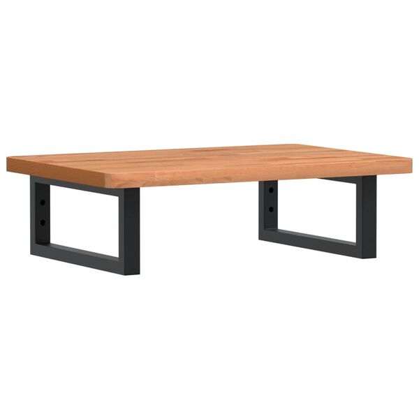 vidaXL Stenska polica za umivalnik jeklo in trdna bukovina