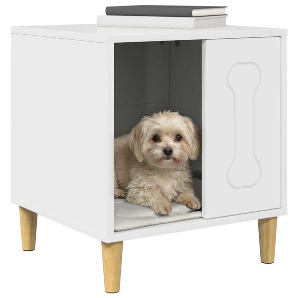 vidaXL Pasja hi&scaron;a Svetlo Belo 44 x 42 x 49 cm Konstruiran les