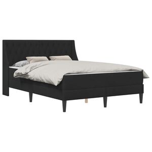 vidaXL Posteljni okvir z vzmetnico z vzmetnico Črna 140 x 200 cm Žamet