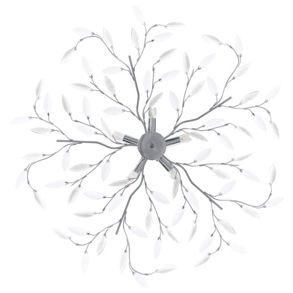 vidaXL Stropna svetilka z akrilnimi listi za 5 E14 žarnic bela