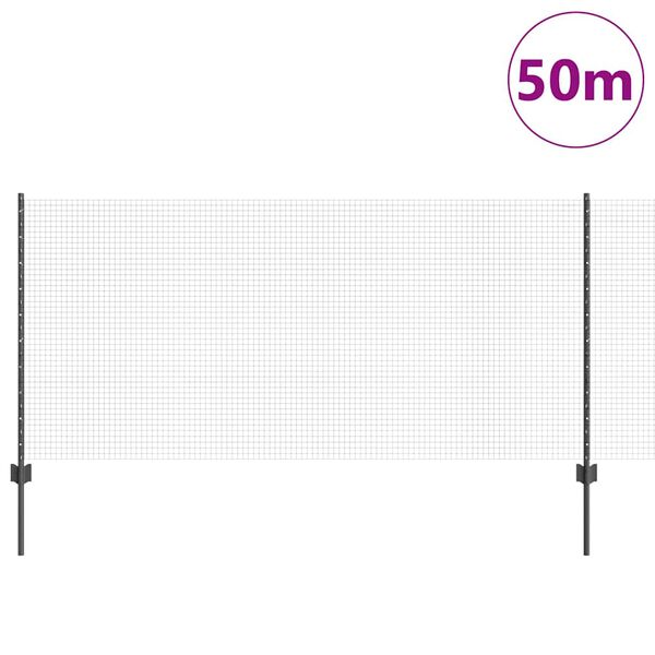 vidaXL Ograja s stebrom Siva 1 x 50 m Jeklo in PVC