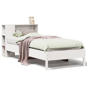 vidaXL Knjižna postelja brez vzmetnice bela 75x190 cm trdna borovina