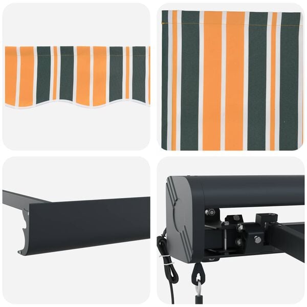 vidaXL Retraktilna tenda Zelena in rumena 400 × 300 cm Tkanina, kovina