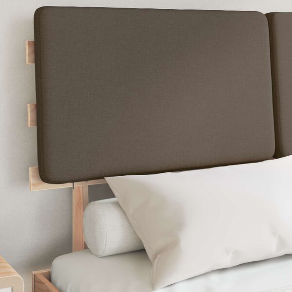 vidaXL Posteljni okvir z oblazinjenim vzglavjem Taupe 140 x 190 cm