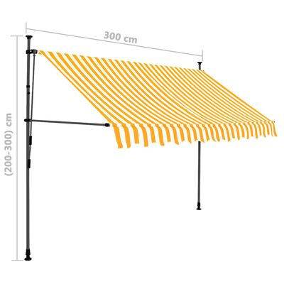 vidaXL Ročno zložljiva tenda z LED lučkami 300 cm bela in oranžna