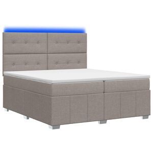 vidaXL LED posteljni pod z vzmetnico Taupe 200 x 200 cm Blago