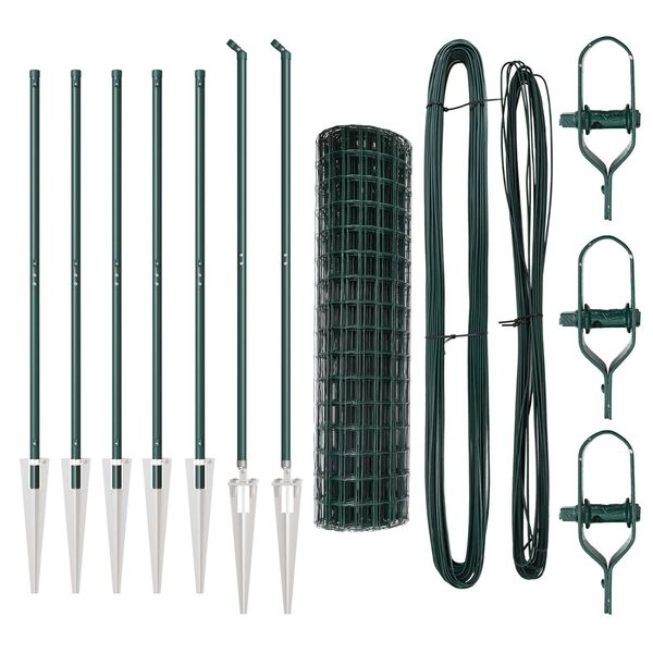 vidaXL Ograja s stebrom Zelena 1,4 x 10 m Jeklo in PVC