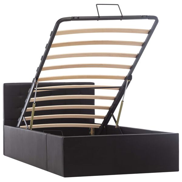 vidaXL Dvižni posteljni okvir črno umetno usnje 100x200 cm