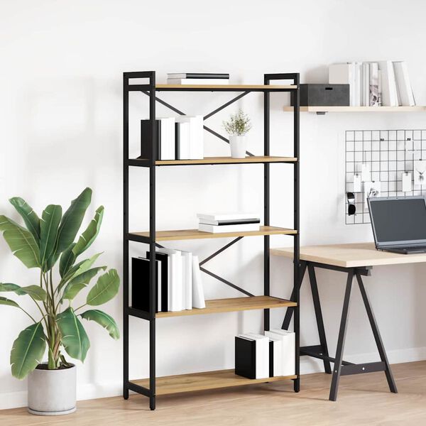 vidaXL Knjižna polica Umetni hrast 80 x 30 x 155 cm Konstruiran les