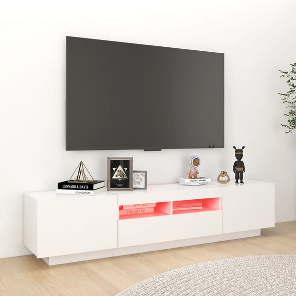 vidaXL TV omarica z LED lučkami bela 180x35x40 cm