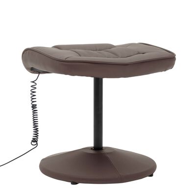 vidaXL Masažni stol s stolčkom za noge rjavo umetno usnje