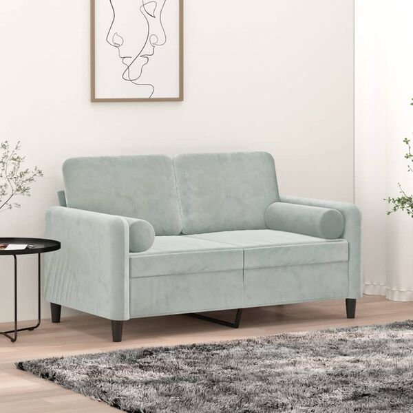 vidaXL Okrasna blazina 2 kosa svetlo siva Ø15x50 cm žamet