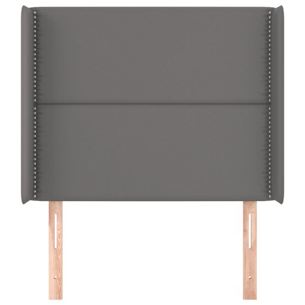 vidaXL Vzglavje z u&scaron;esi sivo 103x16x118/128 cm umetno usnje