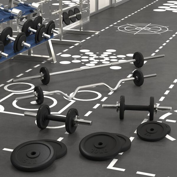 vidaXL Daljša in krajša palica z utežmi 120 kg lito železo