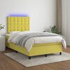 vidaXL Box spring postelja z vzmetnico LED zelena 120x200 cm blago