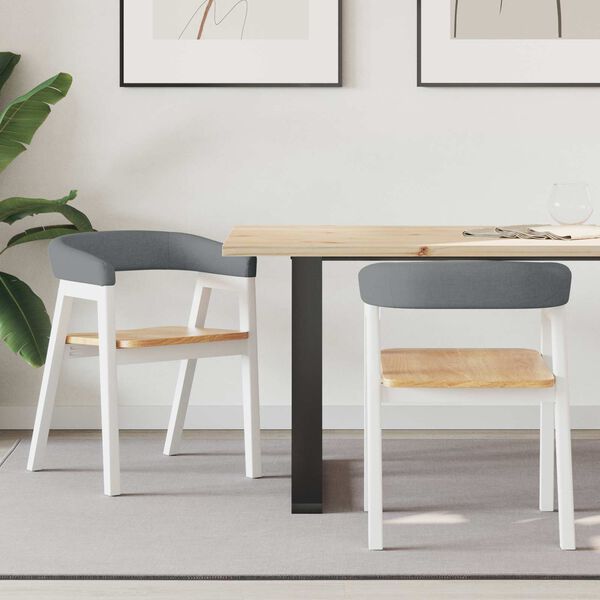 vidaXL Jedilni stoli 2 pcs Bela 54 x 57 x 73 cm Masivno gumovo les