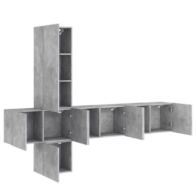 vidaXL Komplet TV omaric 5-delni betonsko siv inženirski les