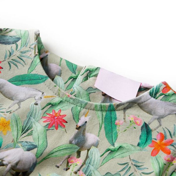 Otroška obleka s kratkimi rokavi svetlo kaki 116