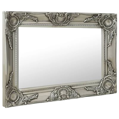 vidaXL Stensko ogledalo v baročnem stilu 60x40 cm srebrno