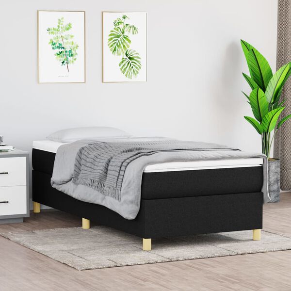 vidaXL Box spring postelja z vzmetnico črn 90x190 cm blago