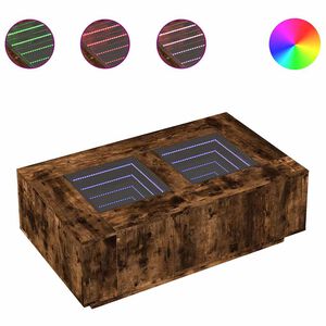 vidaXL Klubska mizica z neskončnimi LED dimljen hrast 116x69x40 cm